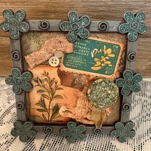 Vintage Botanical Cottagecore Frame Floral Mixed Media Collage Art Desk Decor